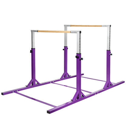 Kids Parallel Gymnastics Bar with adjustable width and 11-level heights in purple