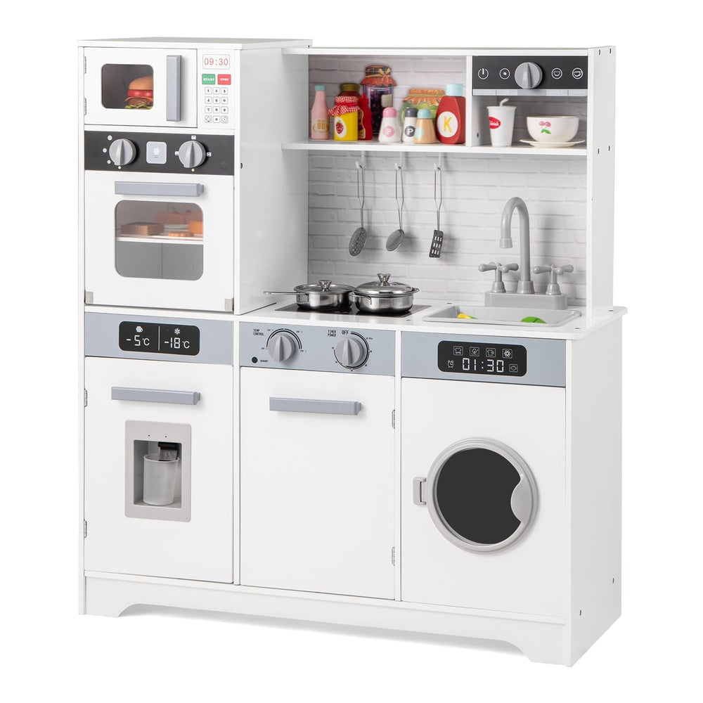 Kids Play Kitchen Toy Set with microwave, oven, hob, sink and washing machine