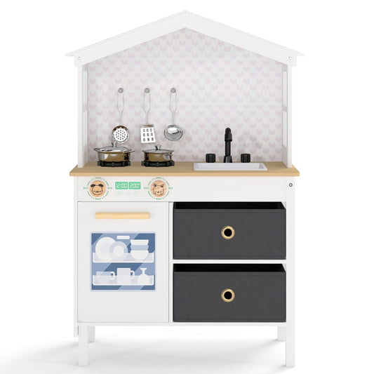Kids Play Kitchen with two stoves, sink, drawers and dishwasher