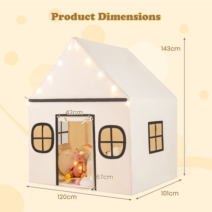 The play tent with overlay lines and text showing the product dimensions