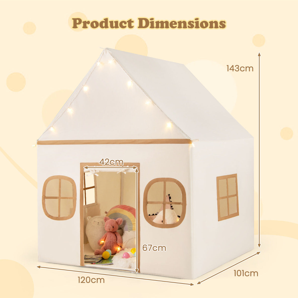 Product dimensions for the grey playhouse tent