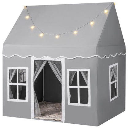 Kids Play Tent with Star Lights and Non-slip Mat in Grey