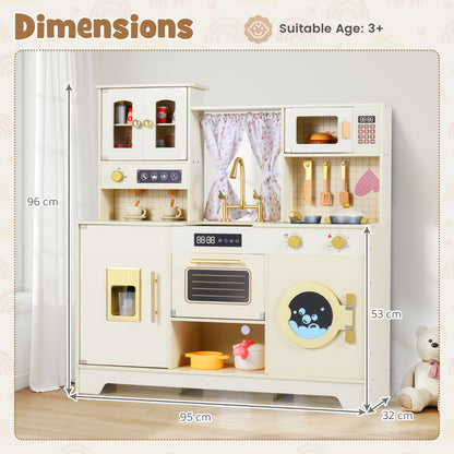Dimensions diagram for the toy kitchen playset showing height and width