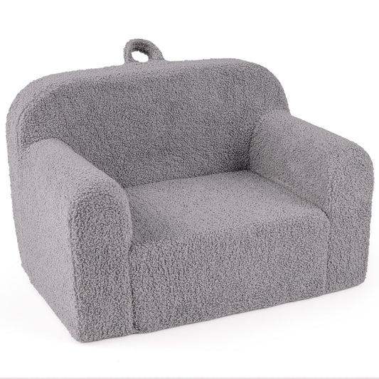 Kids Reading Sofa with Soft Fleece Fabric Cover in grey, a small armchair for children