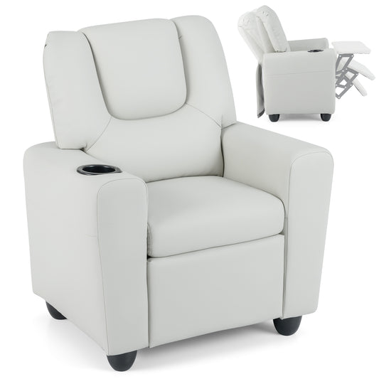 Kids Recliner shown in upright position with a smaller view of the chair in reclining mode