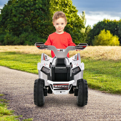 Kids Ride on ATV with Direction Control Large Seat in White