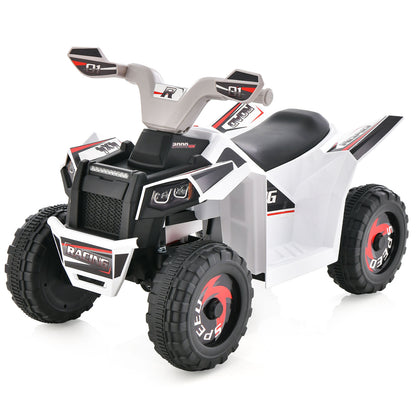 Kids Ride on ATV with Direction Control Large Seat in White