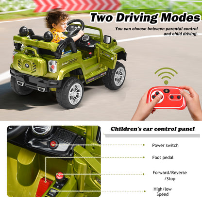 Close up of the children's car control panel and remote control