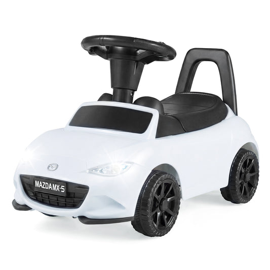 Kids Ride On Sliding Toy Mazda Licensed with under-seat storage for toddlers in white