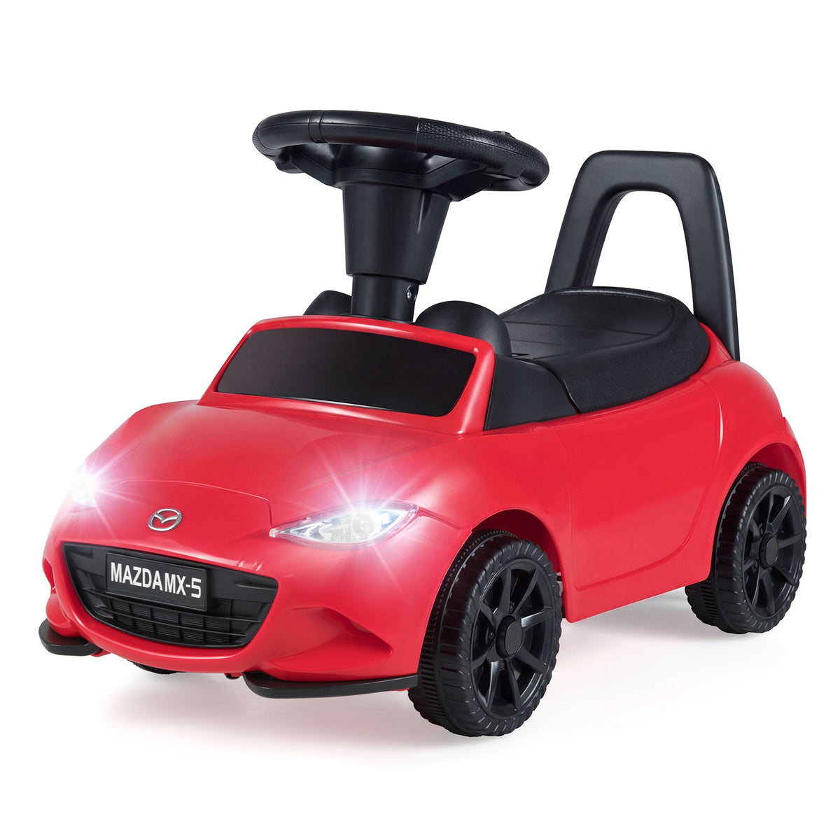 Kids Ride On Sliding Toy Mazda Licensed in bright red with black wheels and steering wheel