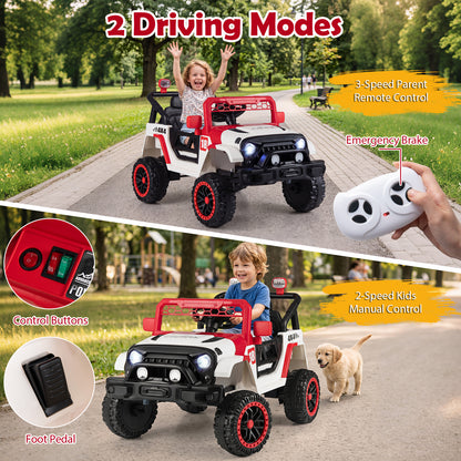 Two driving modes of the kids electric toy car, remote control and foot pedal