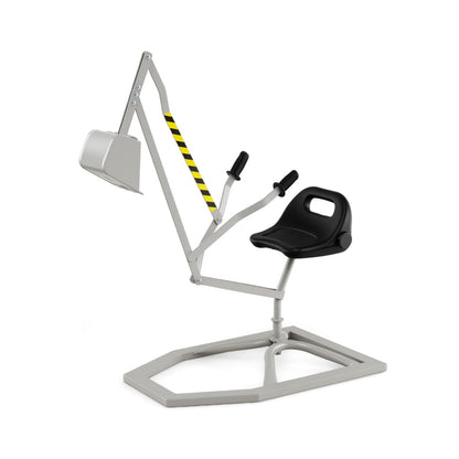 Kids Sand Digger Sandbox Toy Rotatable with a black seat and grey frame on a white background