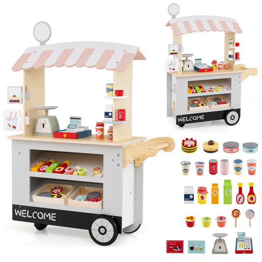 Kids Snacks and Sweets Food Cart Toy with POS machine and accessories