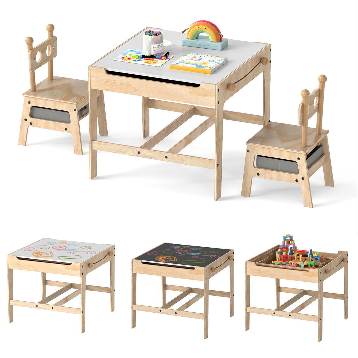 Kids Table and Chairs in Grey