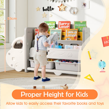 The kids storage unit at a height suitable for children