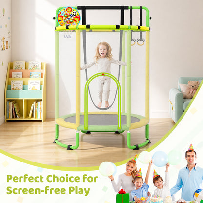 A family enjoying screen-free play time with the kids trampoline
