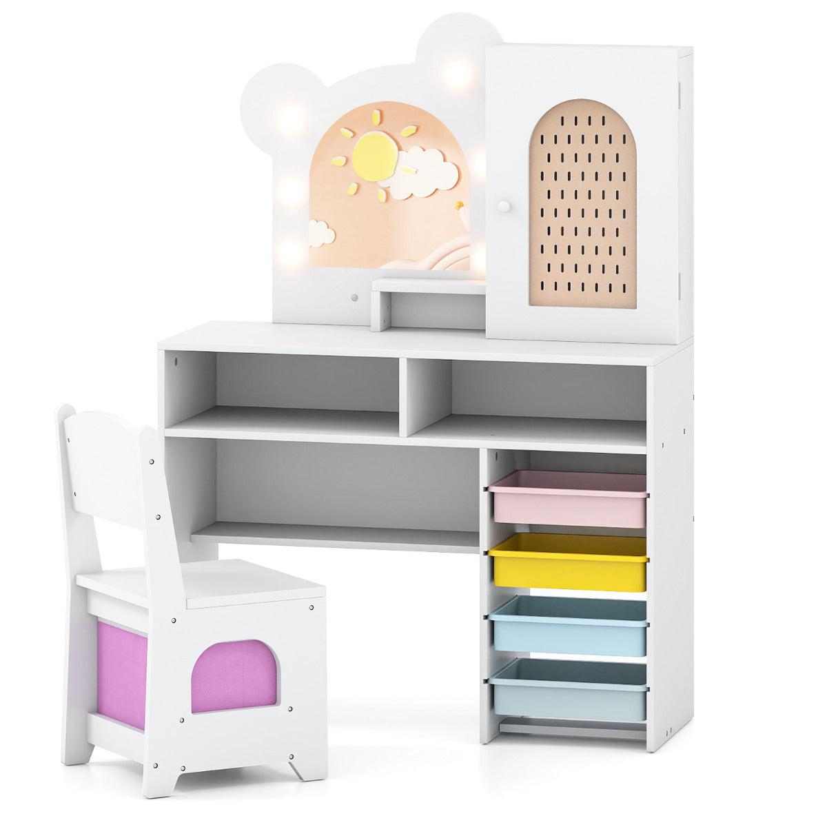The kids vanity set shown without any accessories on the tabletop surface