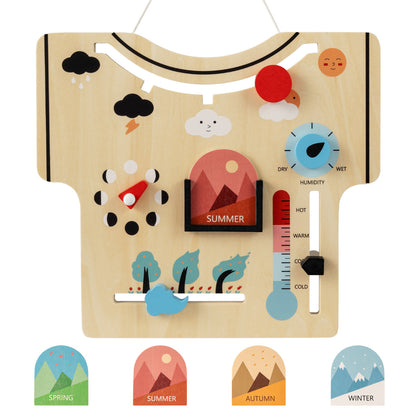 Kids Wooden Calendar About Season and Lunar Phase showing seasons, weather and lunar phases