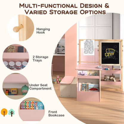 Multi-functional design and varied storage options for the kids table and chair set