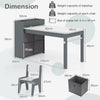 Kids Art Table and Chairs Set with Paper Roll and Storage Shelves-Grey