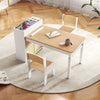 Kids Art Table and Chairs Set with Paper Roll and Storage Shelves-Natural