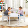 Kids Art Table and Chairs Set with Paper Roll and Storage Shelves-Natural