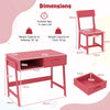 Kids Desk and Chair Set with Drawer and Pine Wood Legs-Pink