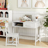Kids Desk and Chair Set with Drawer and Pine Wood Legs-White