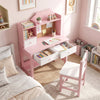 Wooden Kids Study Desk and Chair Set for Kids 3+-Pink & White