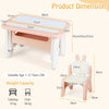 Kids Drawing Table and Chair Set with Flip-Top Tabletop Bookshelf-Pink