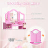 Kids Dressing Table with Foldable and Removable Mirror and Storage Shelf-Pink