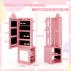 Kids Jewelry Armoire Full Length Mirror with Coat Rack and Storage Shelves-Pink