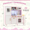 Kids Kitchen Playset Pretend Wooden Play Kitchen with Apron for 3+ Years Old-Pink