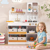 Kids Kitchen Playset Toy Play Kitchen with 4 Fabric Drawers for 3+ Years Old-White