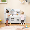Kids Kitchen Playset with Refrigerator and Washing Machine-Grey