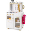 Kids Kitchen Setwith Stoves Faucet Sink Telephone Microwave and Oven-White
