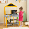 Kids Mud Kitchen Outdoor Kitchen Playset with Educational Plant Viewer-Grey