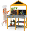 Kids Mud Kitchen Outdoor Kitchen Playset with Educational Plant Viewer-Grey