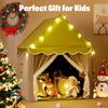 Large Kids Play House with Washable Mat and Star Lights-Light Green