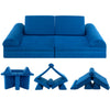 6 Pieces Modular Convertible  Kids Play Couch Sofa-Blue