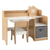 Kids Study Desk and Chair Set Children Study Table with Open Shelves-Natural