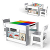 Kids Table and 2 Chairs Set Multifunctional Activity Table with Reversible Tabletop-Grey