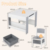 Kids Table and 2 Chairs Set Multifunctional Activity Table with Reversible Tabletop-Grey