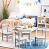 Kids Table and 4 Chairs Set for Toddlers Dining, Drawing, Reading-Grey