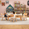 Kids Table and 4 Chairs Set with Graffiti Desktop for Home Daycare School-Natural