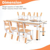Kids Table and 4 Chairs Set with Graffiti Desktop for Home Daycare School-Natural
