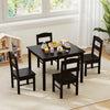 Kids Table and 4 Chairs Set for Toddlers Dining, Drawing, Reading-Dark Brown