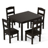 Kids Table and 4 Chairs Set for Toddlers Dining, Drawing, Reading-Dark Brown