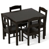 Kids Table and 4 Chairs Set for Toddlers Dining, Drawing, Reading-Dark Brown