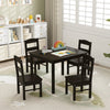 Kids Table and 4 Chairs Set for Toddlers Dining, Drawing, Reading-Dark Brown
